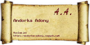Andorka Adony névjegykártya